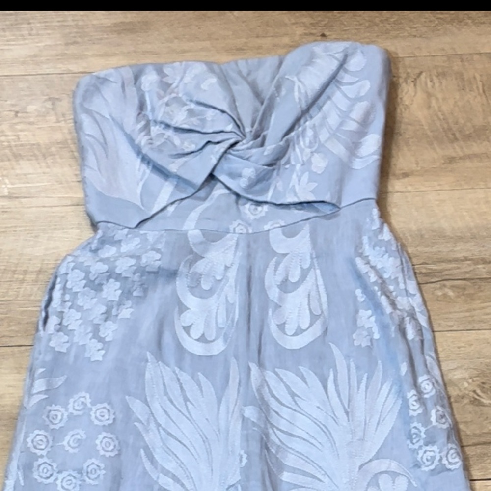 NWT Anthropologie AIJEK Natalia Silk/Linen Embroidered Strapless Jumpsuit M - Picture 3 of 7